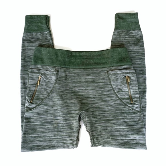 Linda Michaels Green SpaceDye Fleece Lined Legging - Picture 2 of 7